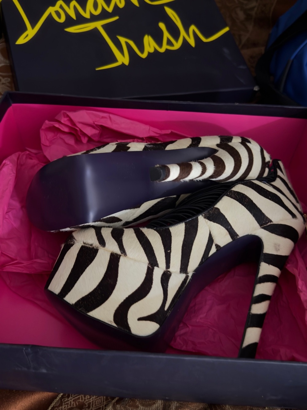 Never worn London Trash Zebra-Print Platform Heels - Black & White